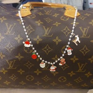 Santa Bag CHARM Accessories W/ Pearls Goldrone HANDBAG Jewelry
